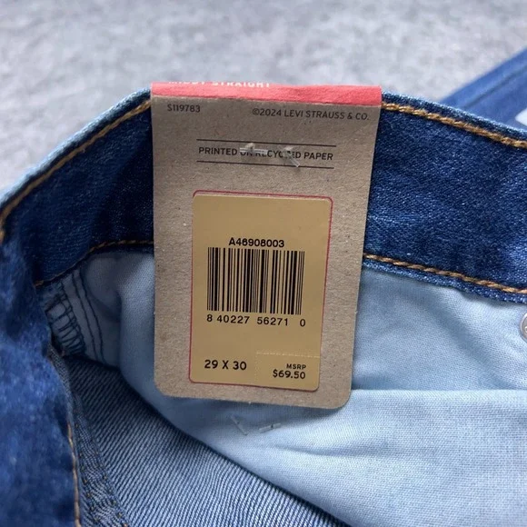 Levi's Jeans Womens 29x30 Blue Middy Straight Leg Cotton Casual Denim Pants‎ NEW - Picture 12 of 16